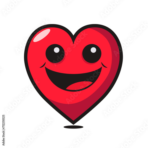 Red heart on a white background in cartoon style Postcard for February 14