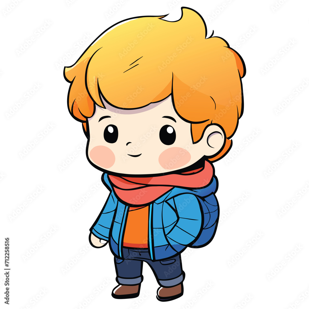 Charming Kid in Snowy Landscape: Winter Vector Graphics cartoon Charming Kid in Snowy Landscape: Winter Vector Graphics cartoon