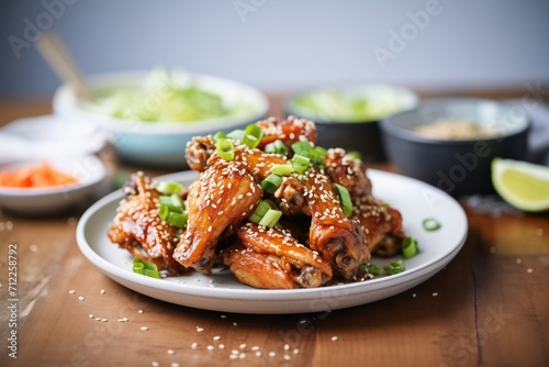 korean style chicken wings with sesame seeds