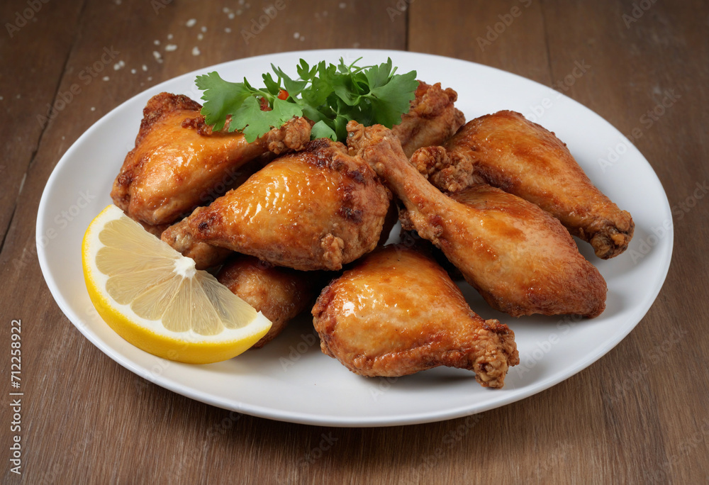 Crispy chicken drumsticks on a plate Crispy chicken drumsticks on a plate