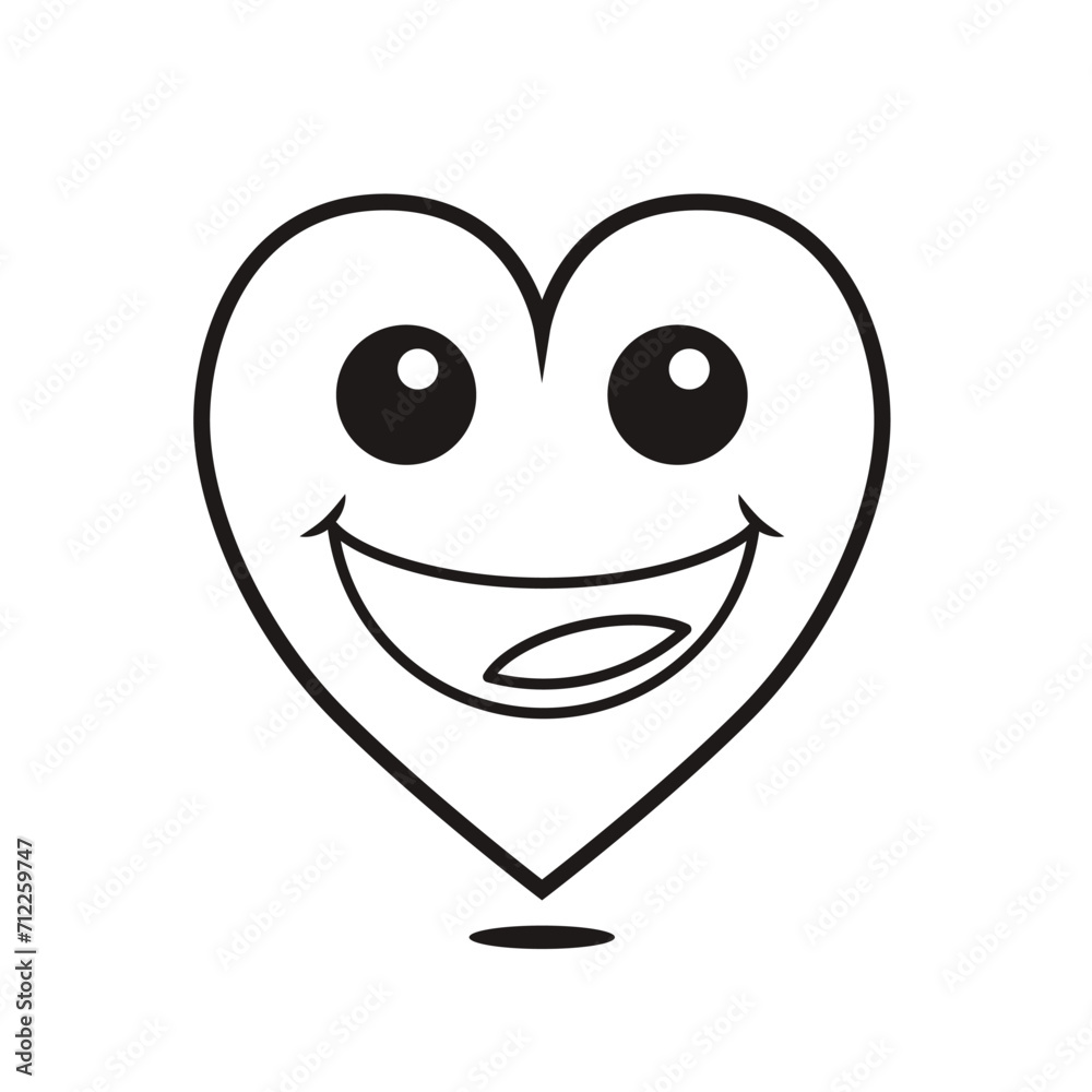Black and White Heart on a white background in cartoon style Postcard for February 14 Black and White Heart on a white background in cartoon style Postcard for February 14