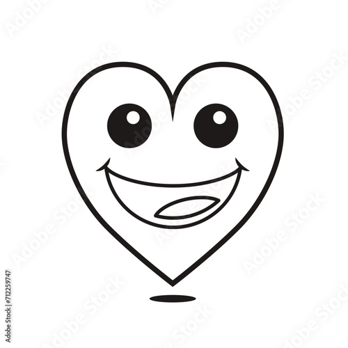 Black and White Heart on a white background in cartoon style Postcard for February 14