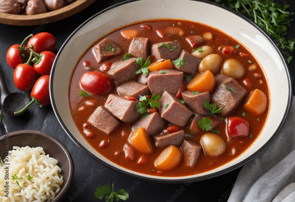 Intense focus on Red Chile and Pork Stew