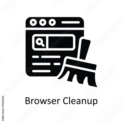 Browser Cleanup  Vector  Solid icon Style illustration. EPS 10 File