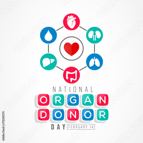 National Donor day is observed every year on February 14, dedicated to spreading awareness and education about organ, eye and tissue donation. Vector illustration
