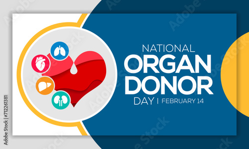 National Donor day is observed every year on February 14, dedicated to spreading awareness and education about organ, eye and tissue donation. Vector illustration