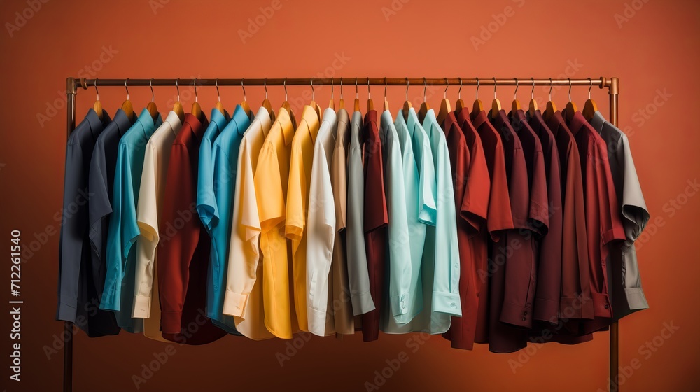 Organized Collection of Garments on Hangers AI Generated