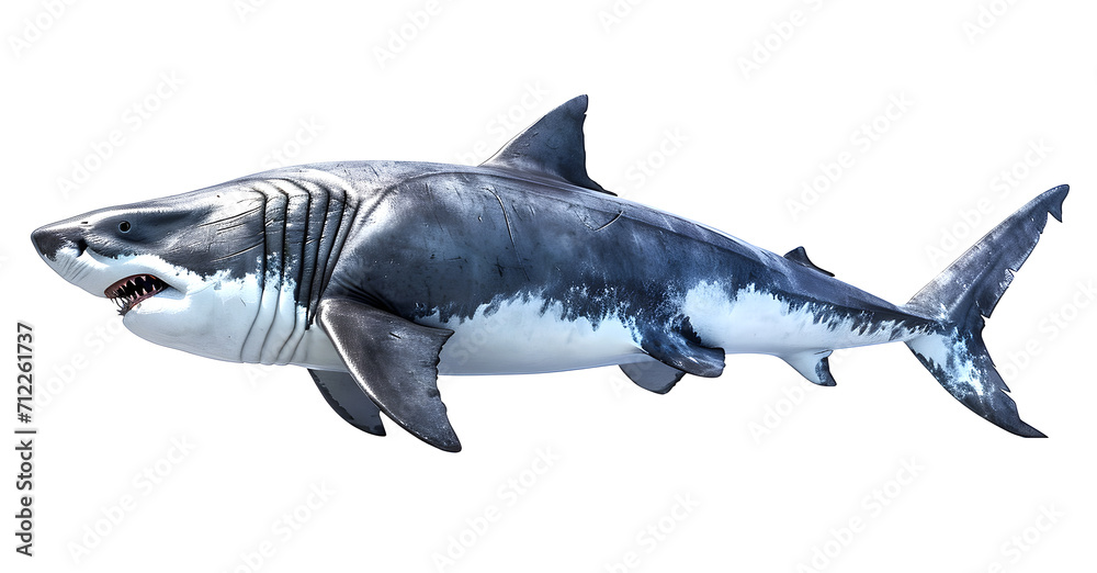 Obraz premium Prehistoric shark megalodon. Extinct predatory fish realistic illustration. 