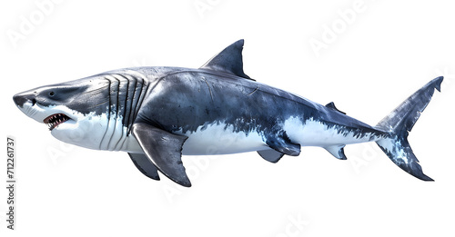 Prehistoric shark megalodon. Extinct predatory fish realistic illustration. 