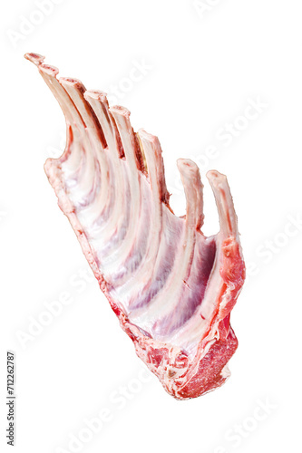 Raw Lamb ribs rack  Transparent background. Isolated.
