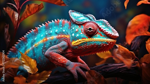 Adaptability and Change: A Chameleon Shifting Its Colors AI Generated
