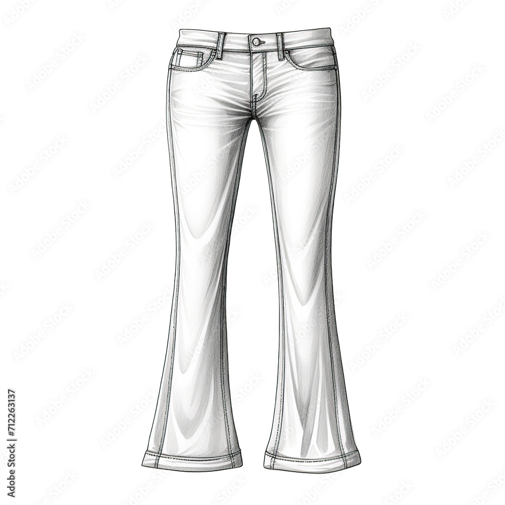 Drawing of women's white jeans on transparent background Drawing of women's white jeans on transparent background