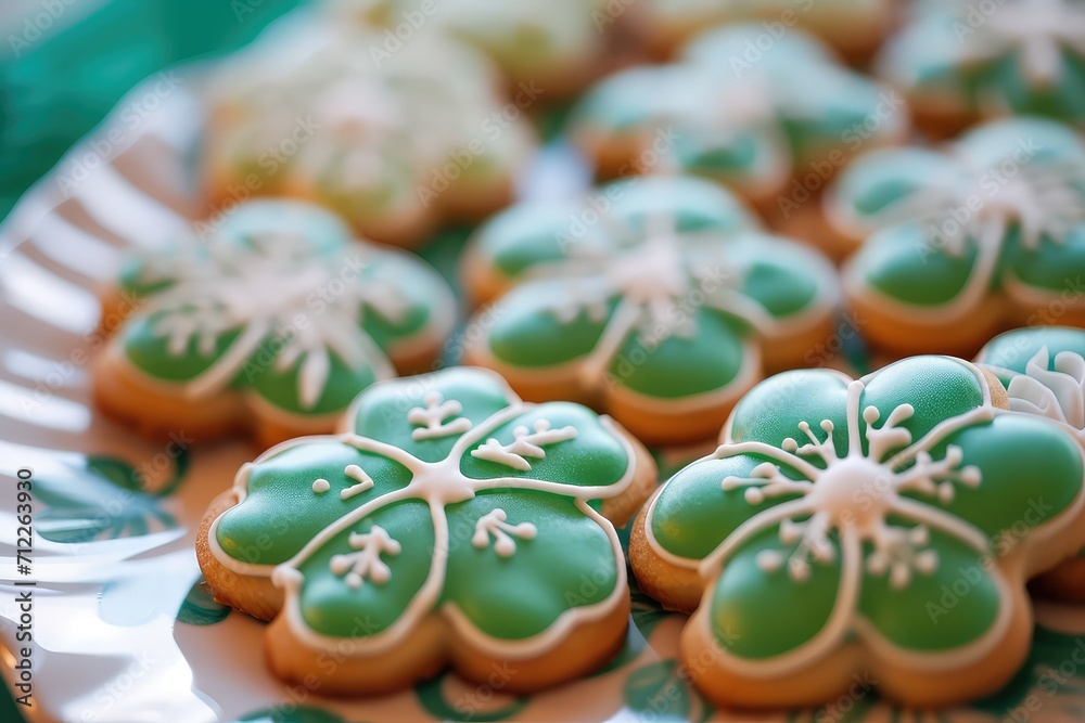 A composition with delicious gingerbread cookies for the celebration of St. Patrick's Day