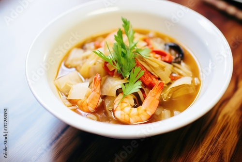 hot and sour soup with shrimp and bamboo shoots