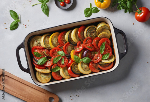 Baked Tian in a Casserole Dish, Top View