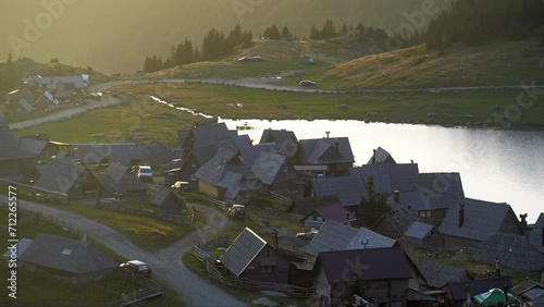 Static Shot of an Elevated Country by the Mountain Lake on Vranica Mount, Bosnia photo