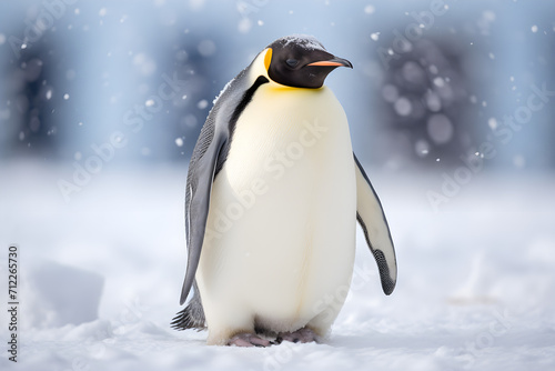 Kaiserpinguin im Schnee, Pinguin, erstellt mit generativer KI © rawku5