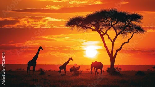 Sunset Safari  Wildlife Wonders on the African Horizon