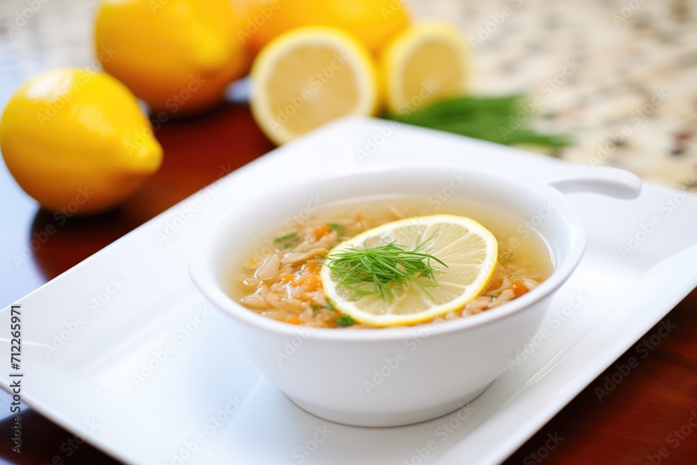 lentil soup in white bowl with lemon wedge lentil soup in white bowl with lemon wedge