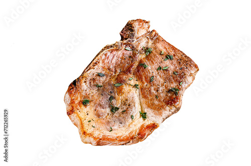 Roasted pork chop steak Transparent background. Isolated.