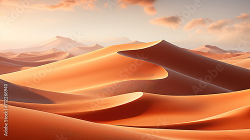 Sand Dunes in the Desert Landscape on a Blue Sky Background. Generative AI.
