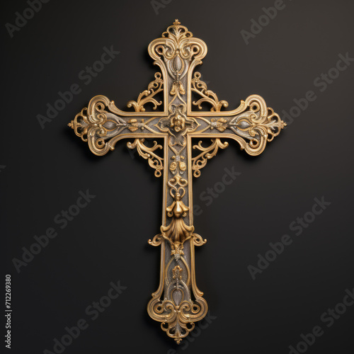 golden cross on a black background