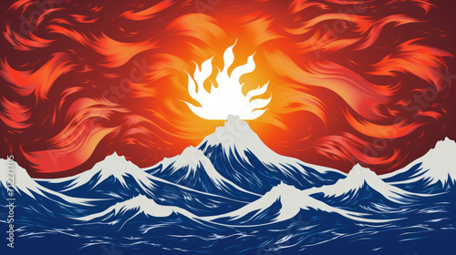 Free Taiwan flag with a dove of peace in flames photo