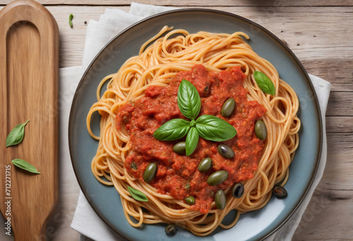 Spaghetti with Tomato, Capers, and Olives