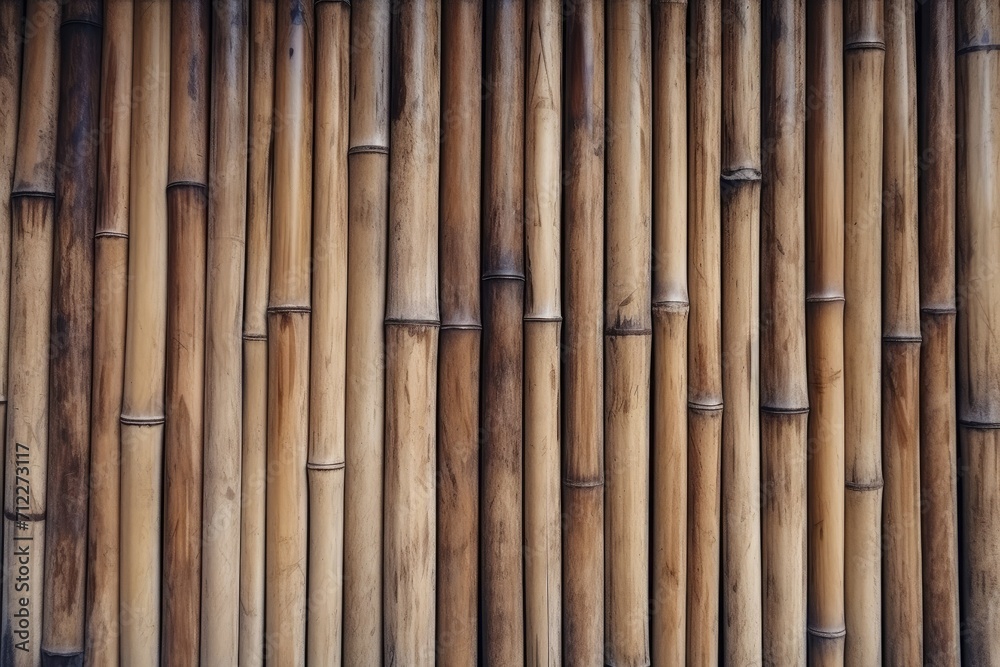 Fototapeta premium Brown bamboo plank fence texture as background