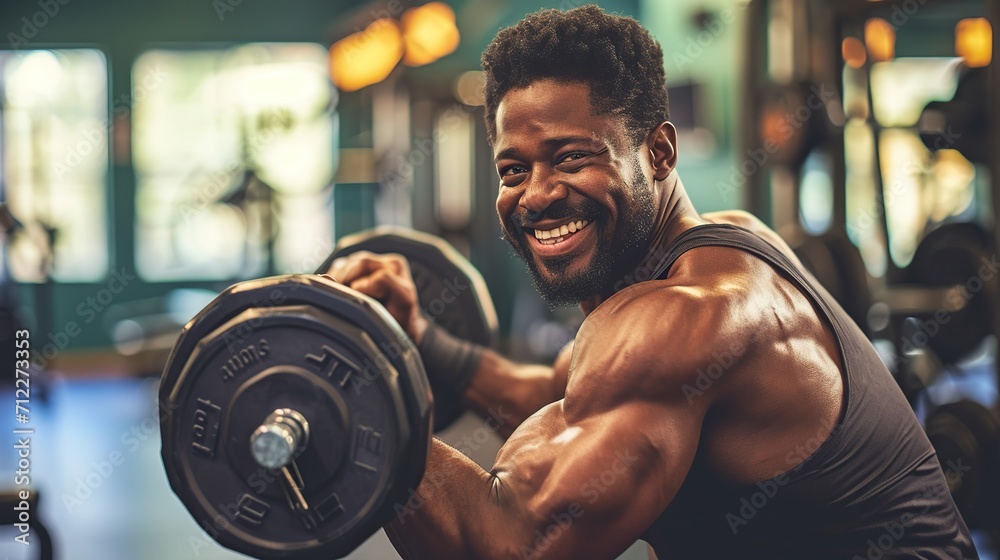 African American sport athlete man training workout in gym African American sport athlete man training workout in gym