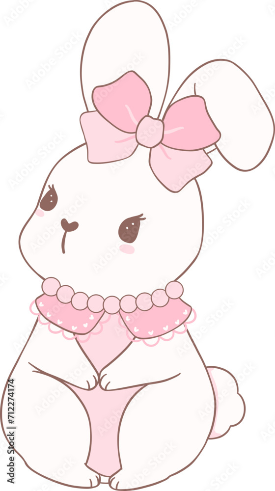 Coquette Bunny with pink ribbon bow Coquette Bunny with pink ribbon bow