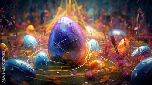 Creative easter background with neon colors