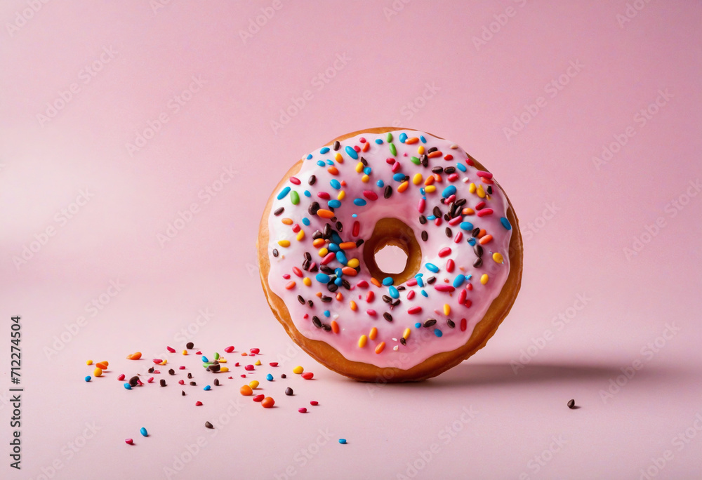 Colorful background with a delectable donut Colorful background with a delectable donut