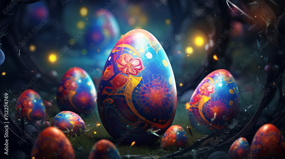 Creative easter background with rainbow colors