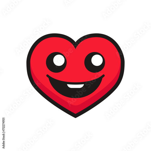 Red heart on a white background in cartoon style Postcard for February 14