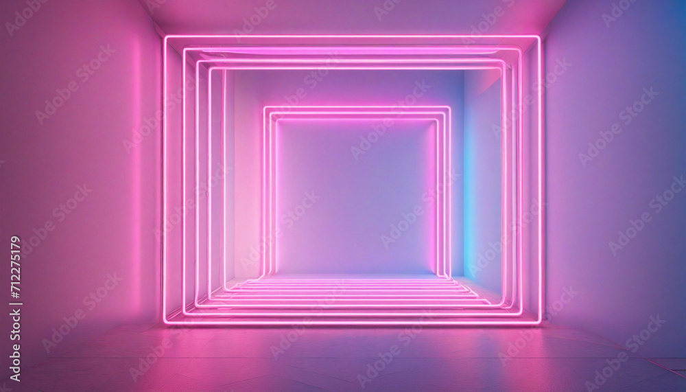 Abstract Neon Background with Pink and Blue Lines and Reflective Floor Abstract Neon Background with Pink and Blue Lines and Reflective Floor