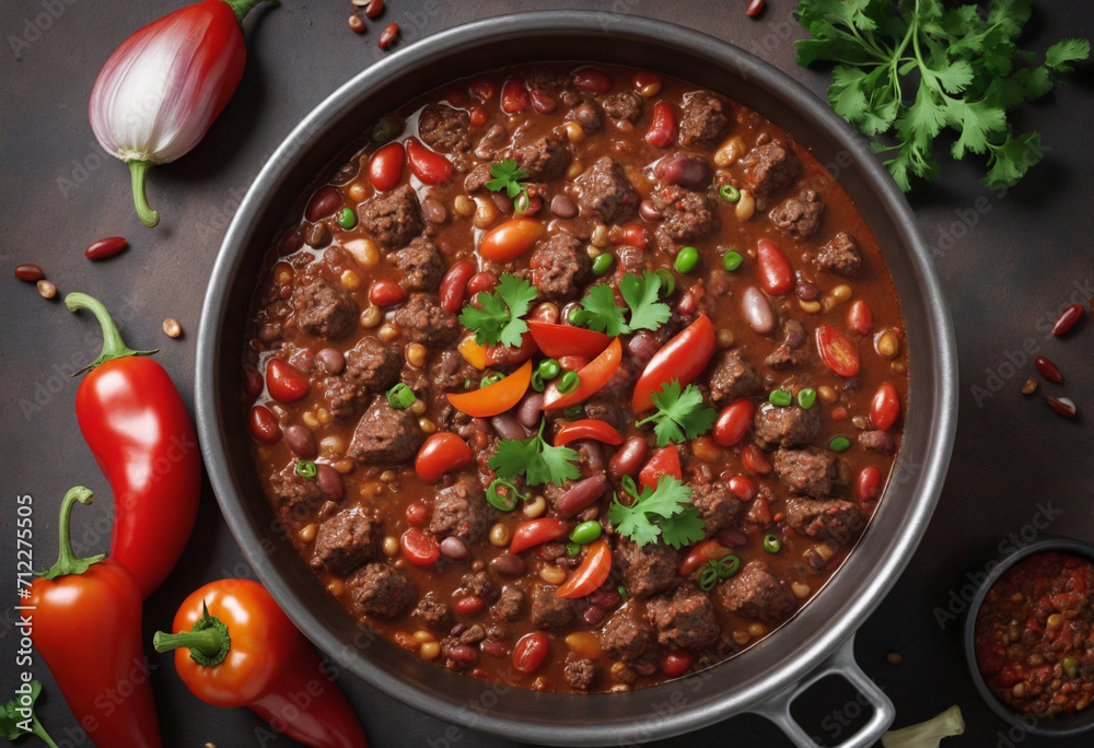 Spicy beef stew with whole red peppers. Spicy beef stew with whole red peppers.