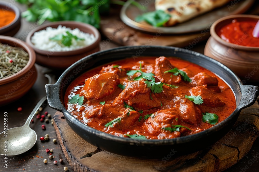 Spicy curry with red chicken Kerala style vindaloo Butter chicken Murgh ...