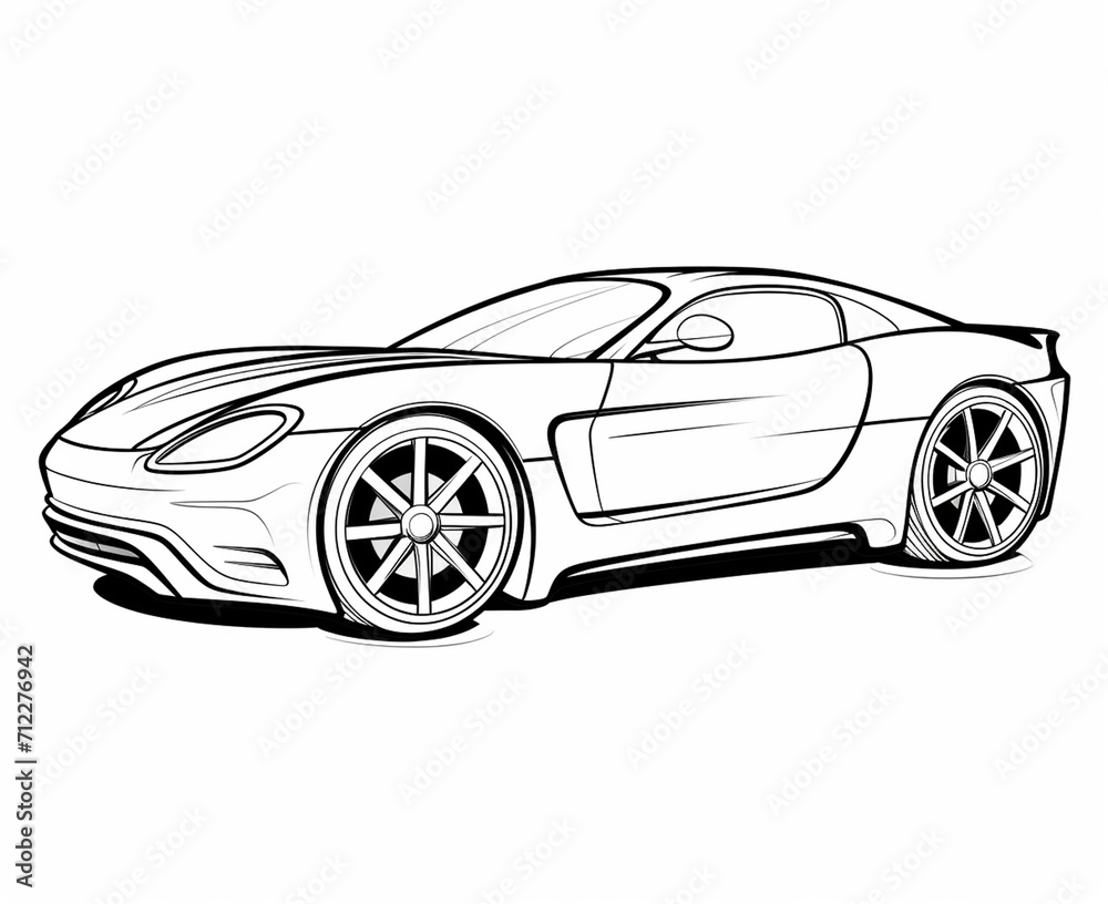 Naklejka premium Sport car coloring page for kids transportation coloring pages printables car