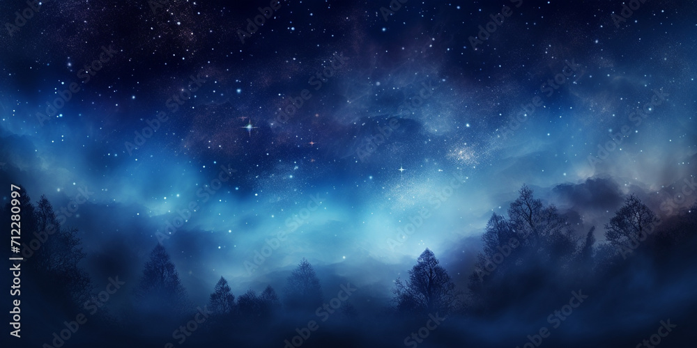 Crystal-clear night sky filled with stars and milky way over mountains Beautiful night sky with stars and nebula. Vector illustration.
