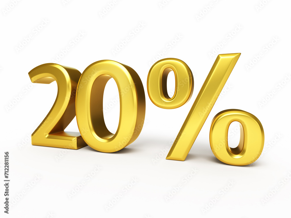 Twenty percent gold render (isolated on white and clipping path)
Twenty percent gold render (isolated on white and clipping path)