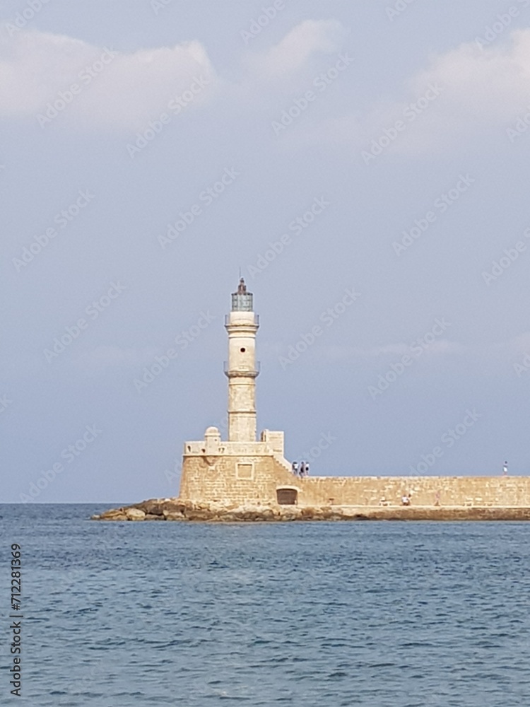 Leuchtfeuer - Leuchtturm im Hafen der Stadt Rethymno auf der Insel Kreta, Mittelmeer, Griechenland