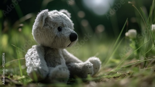 teddy bear sitting on the grass