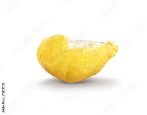 a tropical fruit, King of fruits Black Thorn Durian pulps in isolated white background