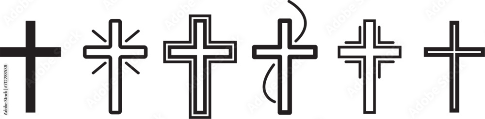 Set of Christian Cross isolated on white. Abstract vector bible cross icons isolated. Vector clip art illustration. Collection black Christian Crosses Set of Christian Cross isolated on white. Abstract vector bible cross icons isolated. Vector clip art illustration. Collection black Christian Crosses