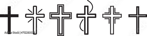 Set of Christian Cross isolated on white. Abstract vector bible cross icons isolated. Vector clip art illustration. Collection black Christian Crosses photo