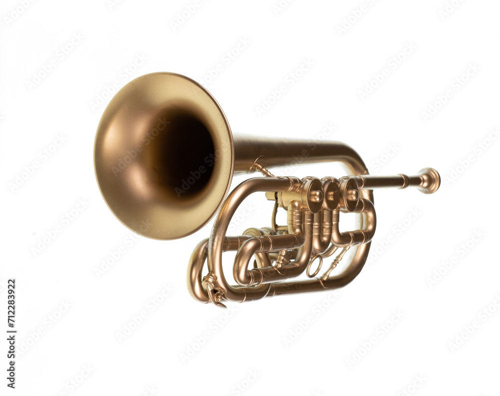 Obraz premium golden musical trumpet isolated on white background