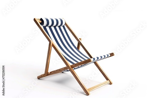 Striped beach chair white background