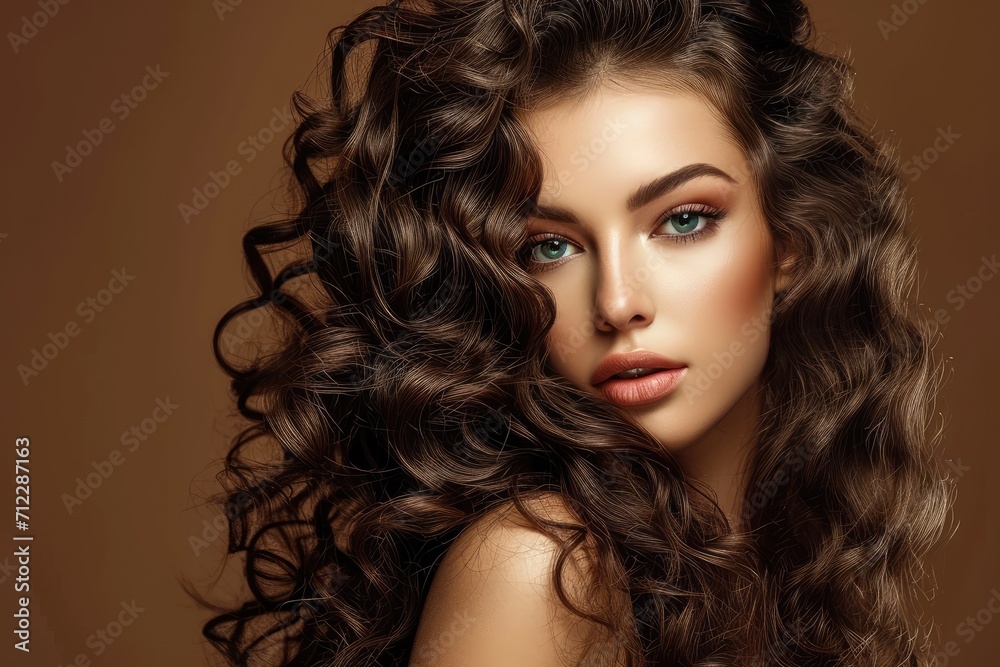 Naklejka premium Gorgeous woman with stunning hair and makeup