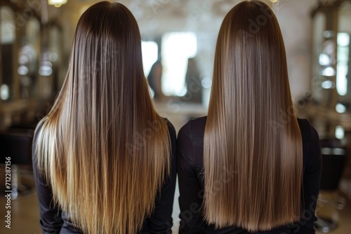 Hair care treatment for straightening from sick to healthy hair Before and after